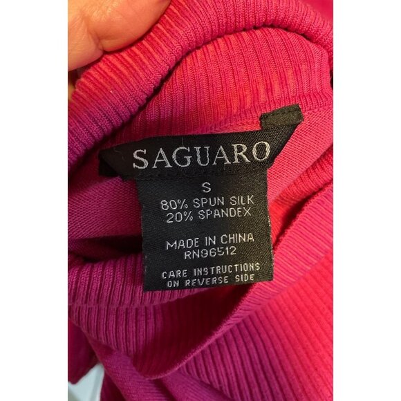 Saguaro Pink Barbie Turtleneck Ribbed Stretch Silk Long Sleeve Sweater Sz S - Picture 5 of 9